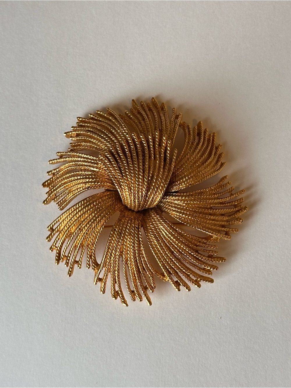 Vintage Monet Brooch Cordelia 1960's Gold Tone Pin 2.75” Designed By Roy Miozzi